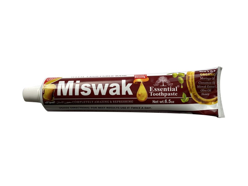Essential Palace (Pack of 6) Organic Miswak Herbal Whitening Toothpaste - Refreshing- with Moringa Oil, Cinnamon Oil, Miswak Extract, Olive Oil & Honey- 100% Fluoride Free & Vegetable Base - 6.5 Oz - Image 1